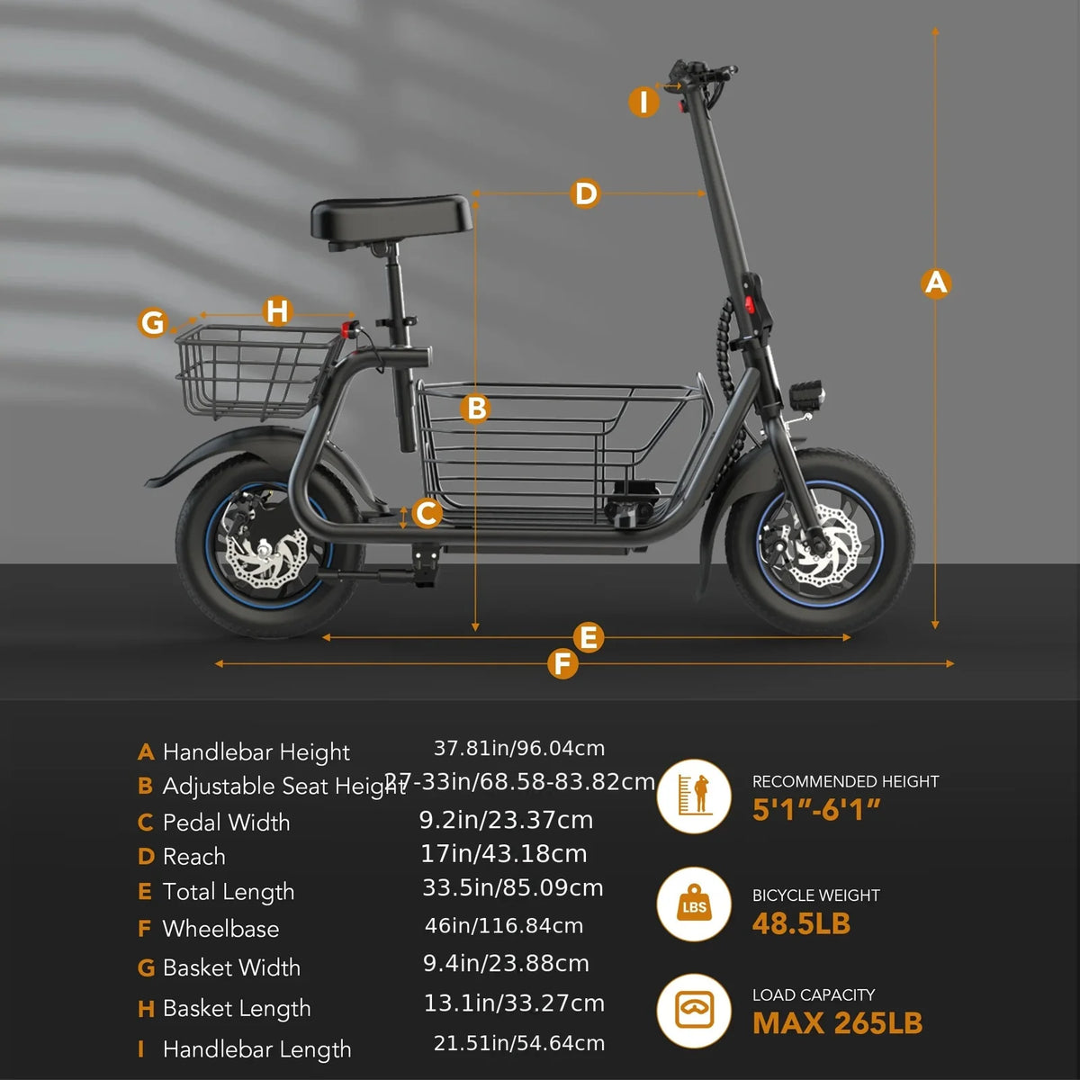 Gyroor Foldable Electric Scooter With Basket For Adult Riders