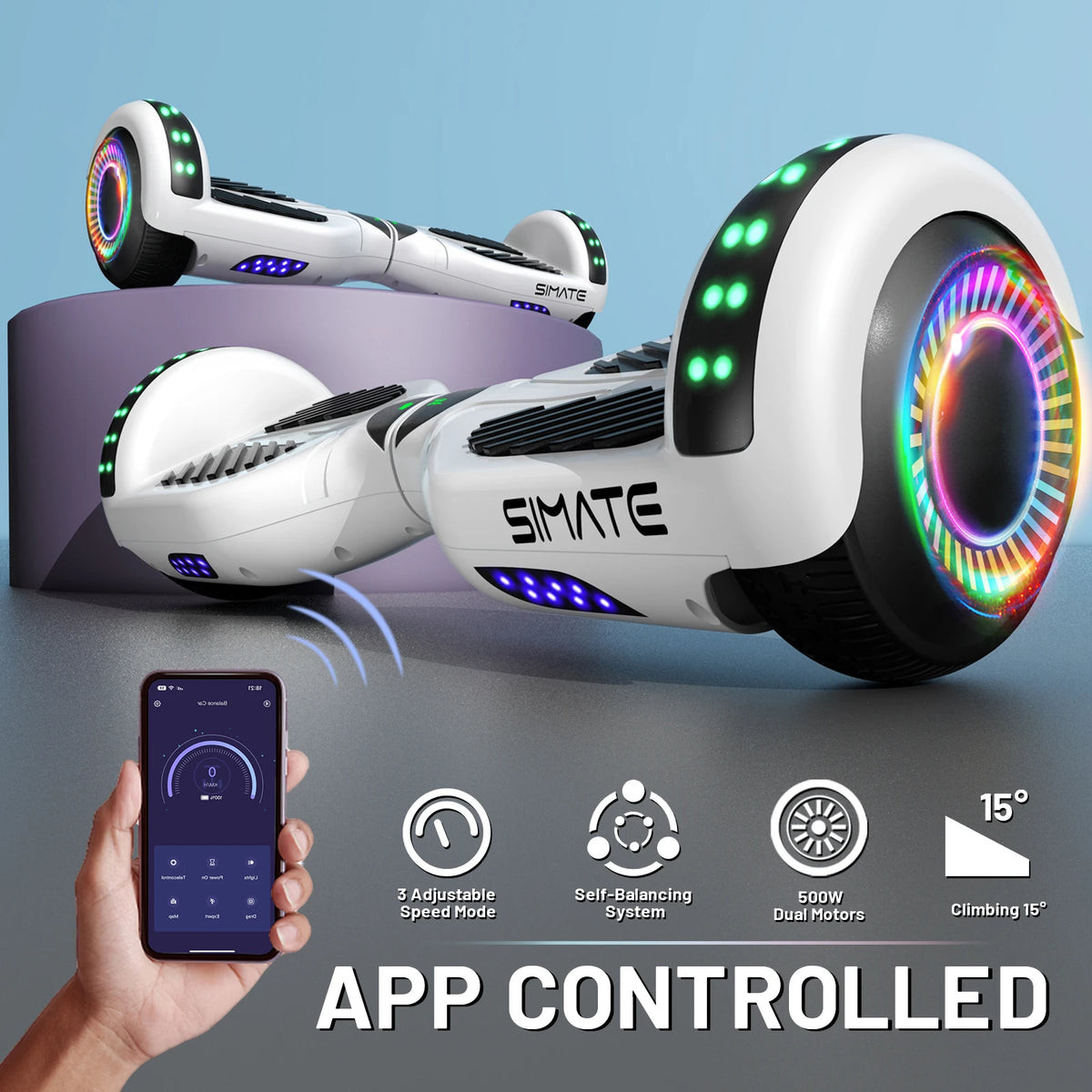Self Balancing Bluetooth Hoverboard With App Control And LED Lights