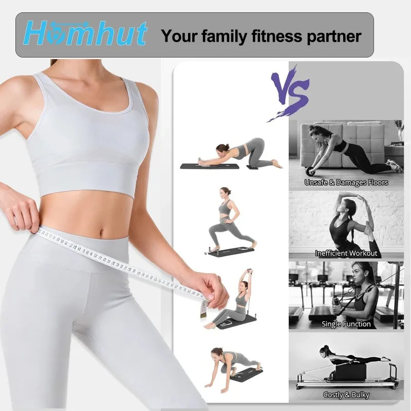 Foldable Pilates Board With Resistance Handles And Balance Training