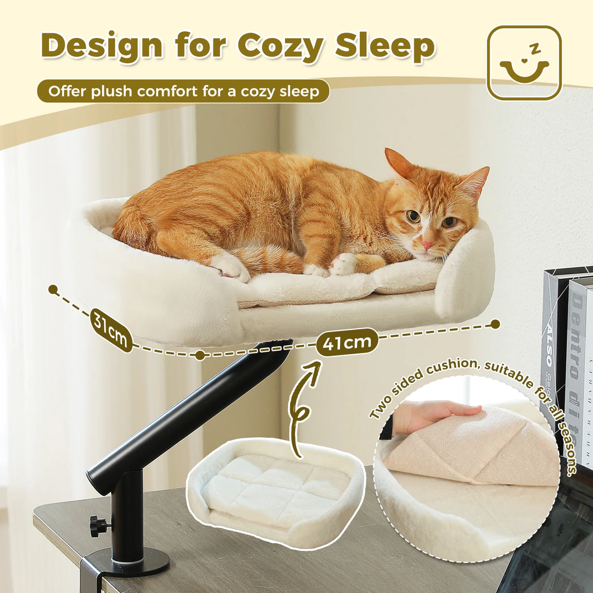 PAWZ Road Cat Desk Bed Adjustable Rotatable Plush Hammock