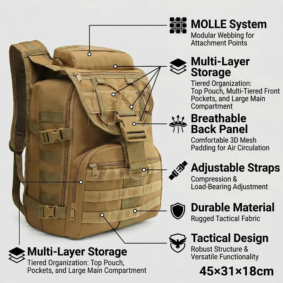 ReFire Gear Durable Hunting Rucksack With Molle System