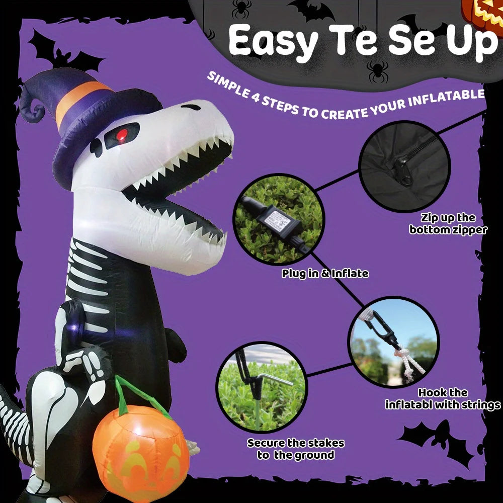 Joyfy Inflatable Skeleton Dinosaur Halloween Yard Decoration
