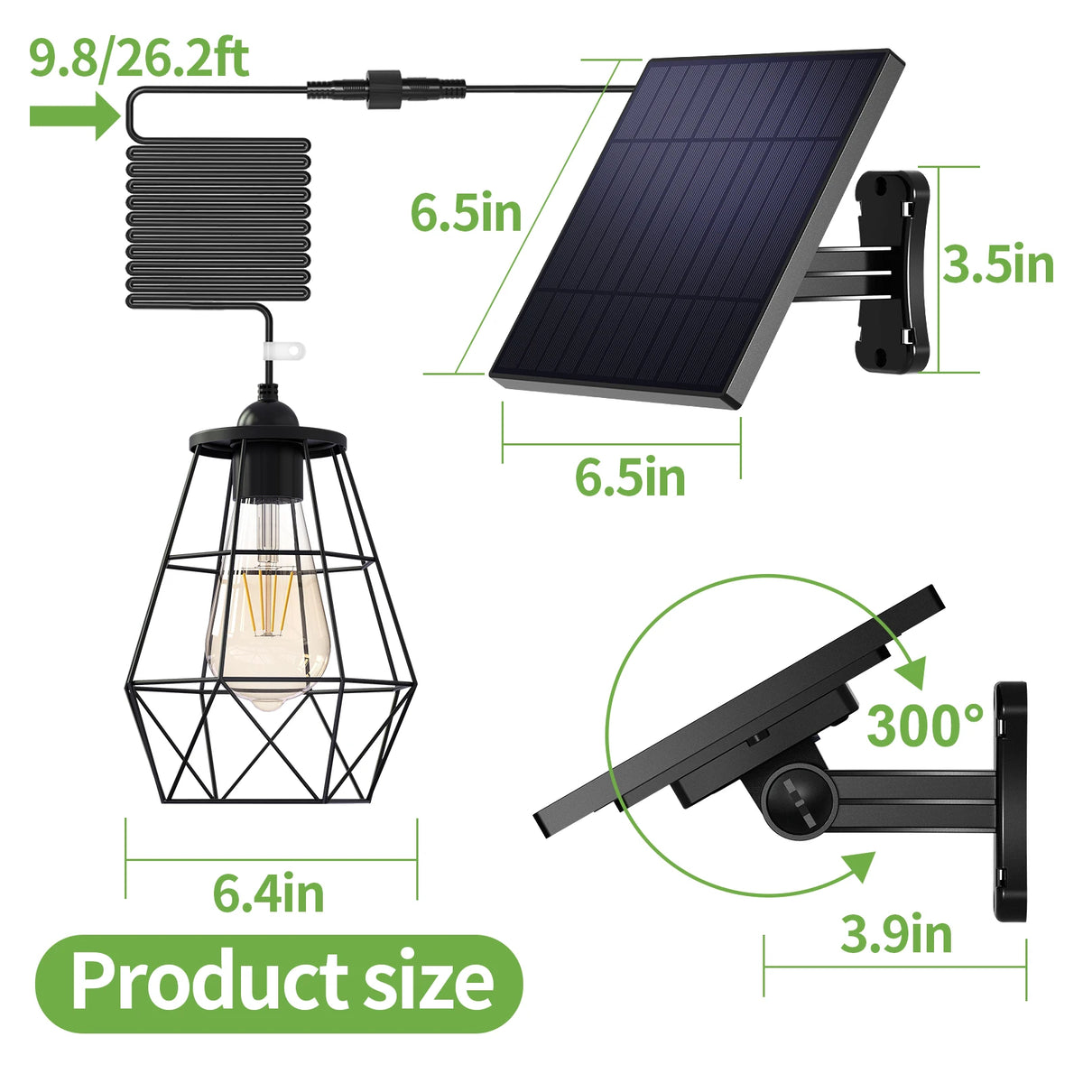 Intelamp Solar Pendant Lights Indoor Outdoor Waterproof Battery Powered