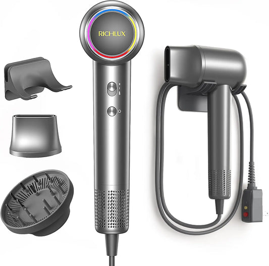 Wall Mounted Hair Dryer Magnetic Nozzles RGB 160000Rpm