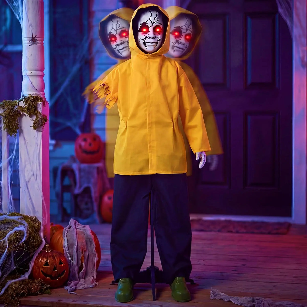 Joyfy Halloween Animatronic Raincoat Boy Outdoor Yard Decorations