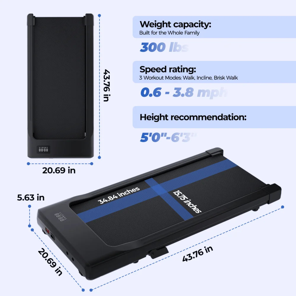 Lacuffy Under Desk Treadmill Walking Pad Exercise Machine Remote Control