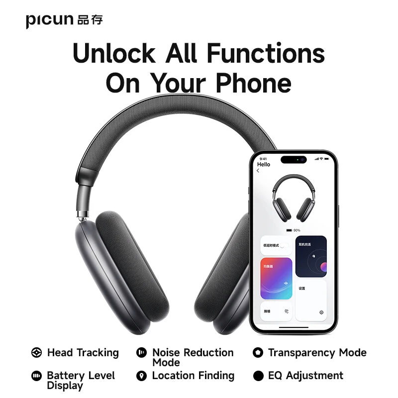 Picun F8 Pro Wireless Headphones Featuring Active Noise Cancellation