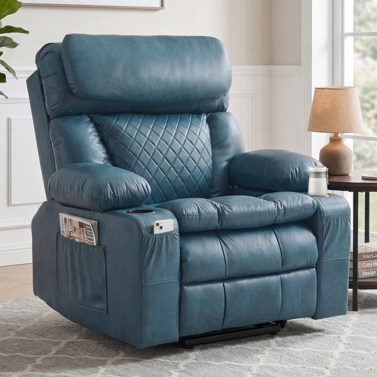 Redlife Oversized Dual Motor Power Lift Recliner for Elderly | Zero Gravity 25.6" Wide Seat, Massage ＆ Heat, Adjustable Headrest & Hidden Storage, Leathaire