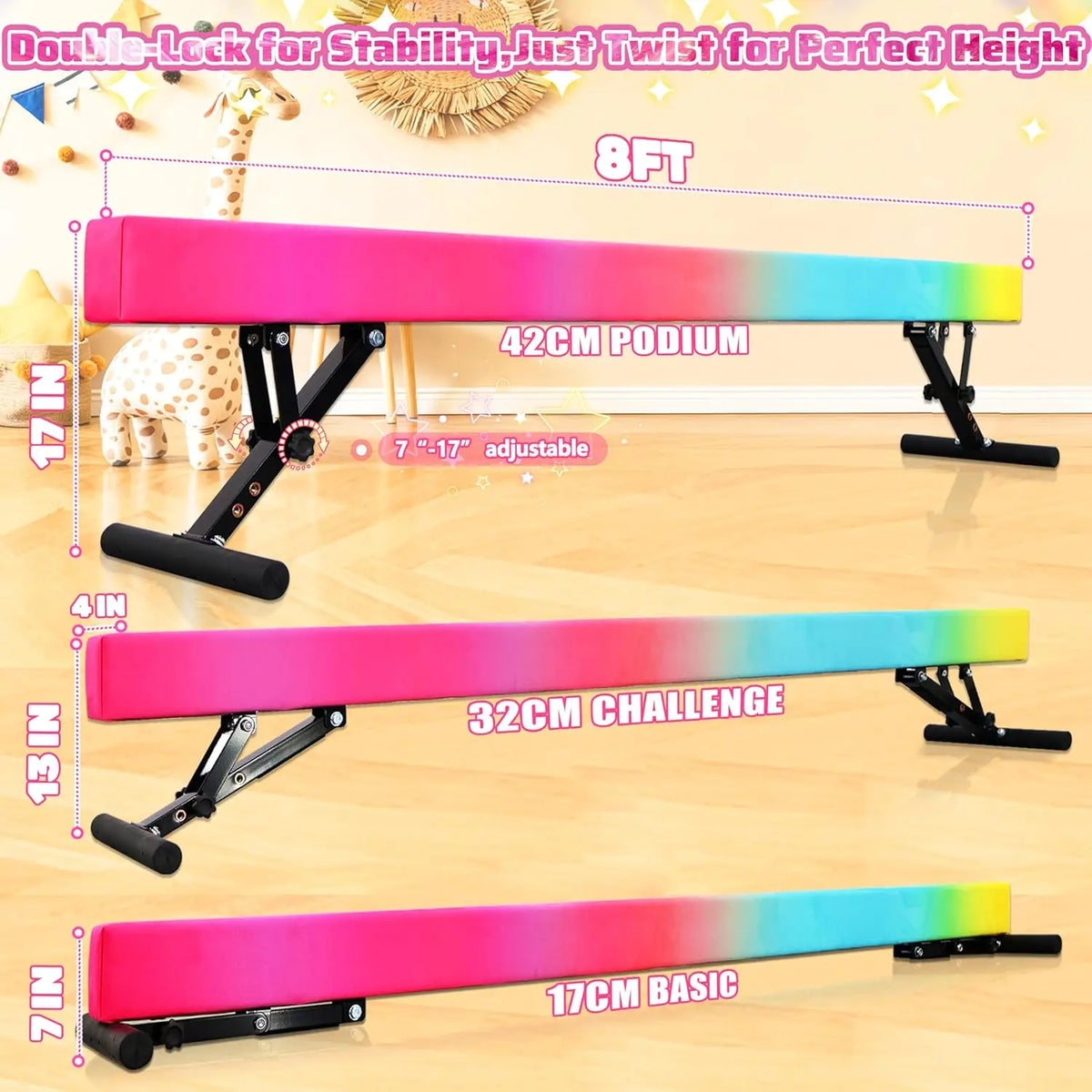 Ytyin Adjustable Kids Gymnastics Floor Balance Beam Training Equipment