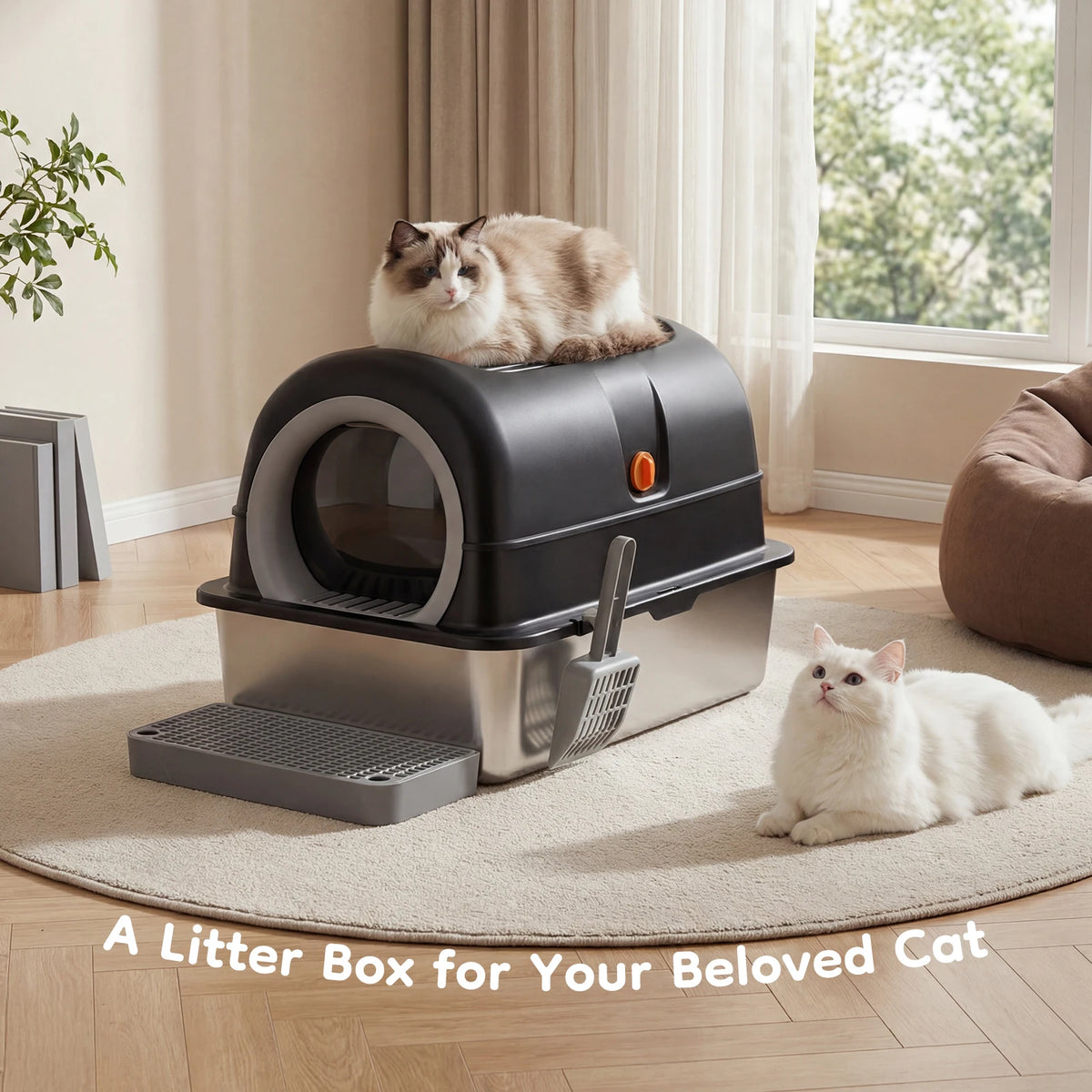 Premium Stainless Steel Fully Enclosed Cat Litter Box System