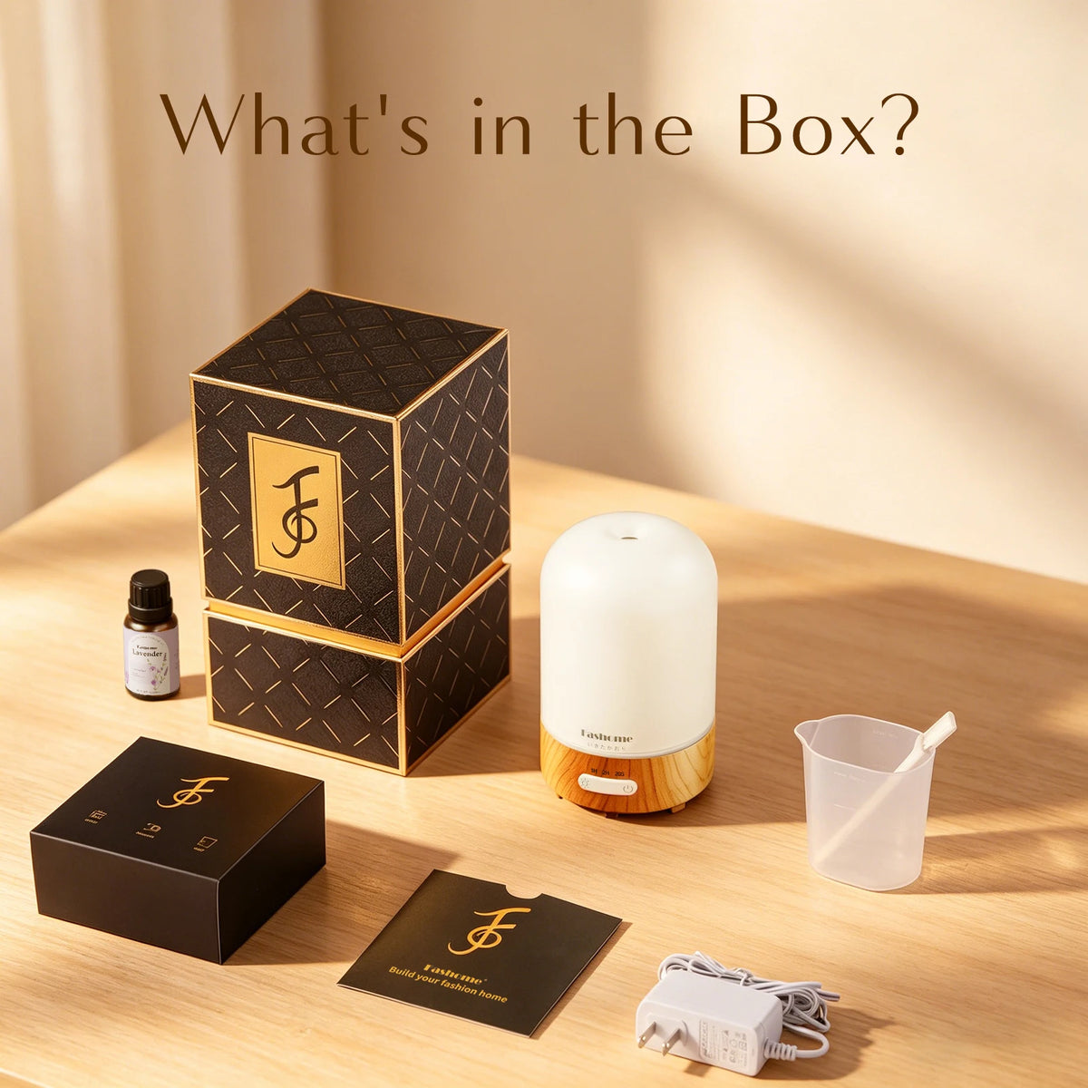 Essential Oil Diffuser, Ultrasonic Aromatherapy Humidifier, Hand Blown Glass Aroma Diffuser, Auto Shut-Off, Warm White Lights, 100ML Capacity Water Tank
