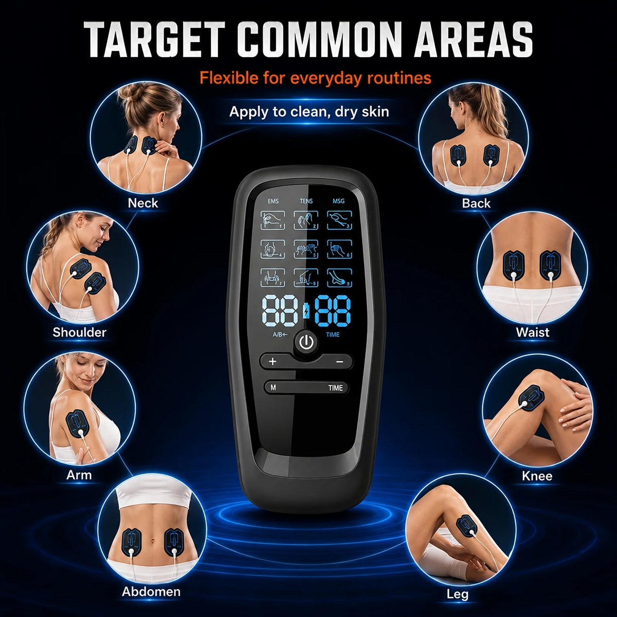 Rechargeable Dual Channel TENS EMS Muscle Stimulator