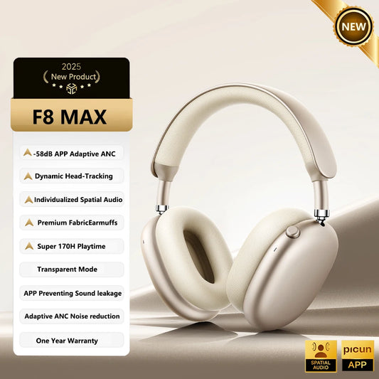 Picun F8 Pro Wireless Headphones Featuring Active Noise Cancellation