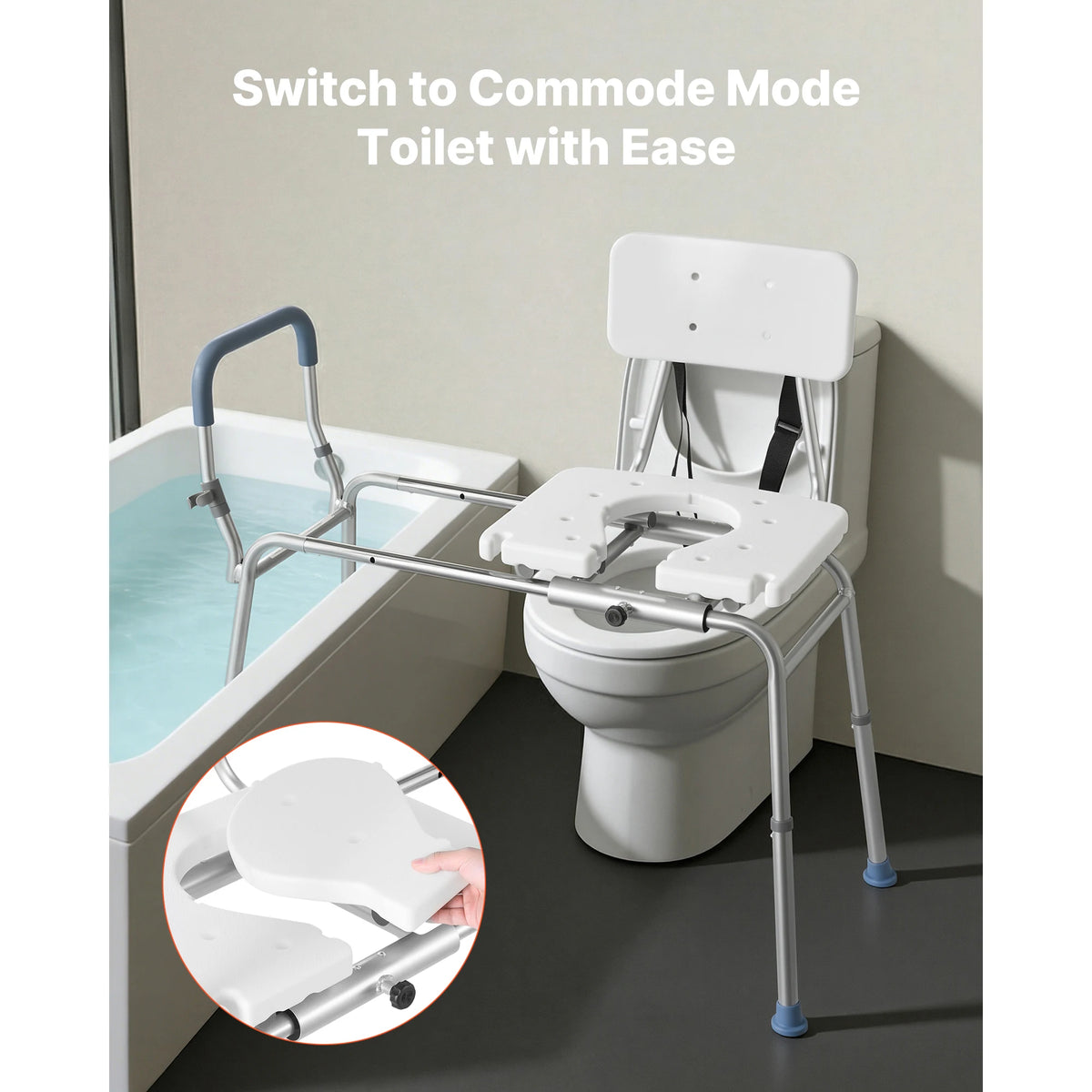 SucceBuy Height Adjustable Shower Bench With Armrests And Backrest