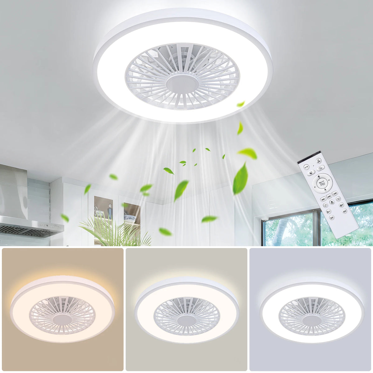 Silent Ceiling Fan With Remote Control And Integrated LED Lighting