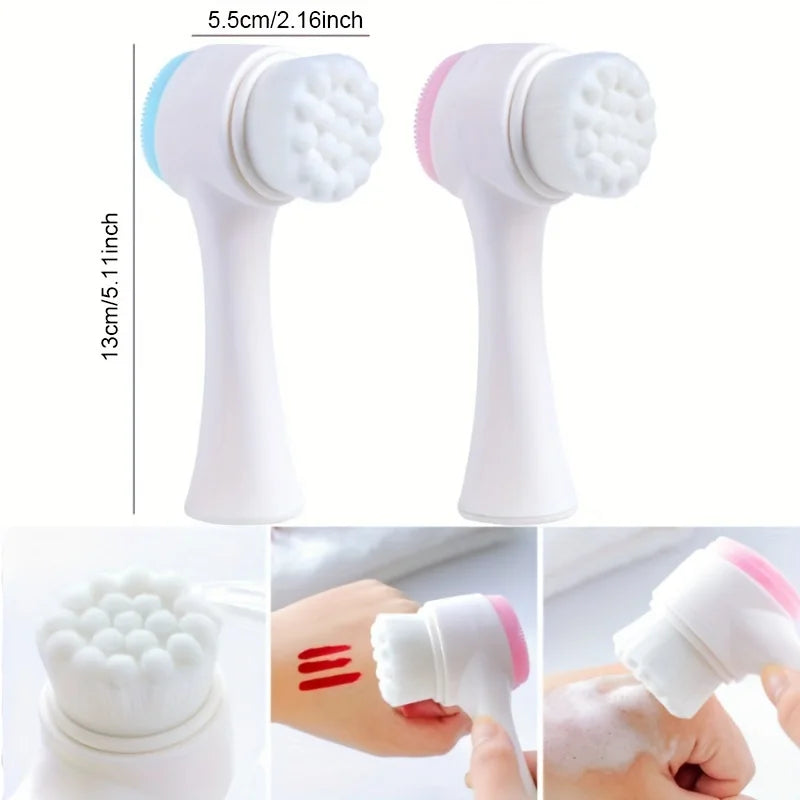 Silicone Double Sided Facial Brush For Exfoliation And Cleansing
