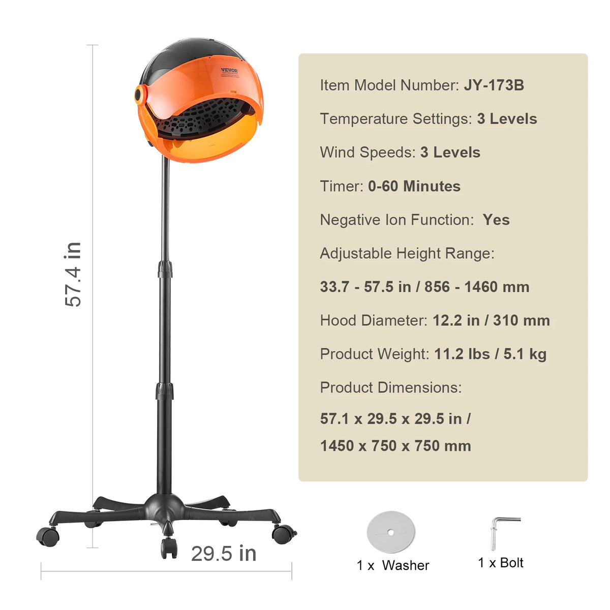 SucceBuy Ionic Bonnet Dryer With Timer And Mobile Stand