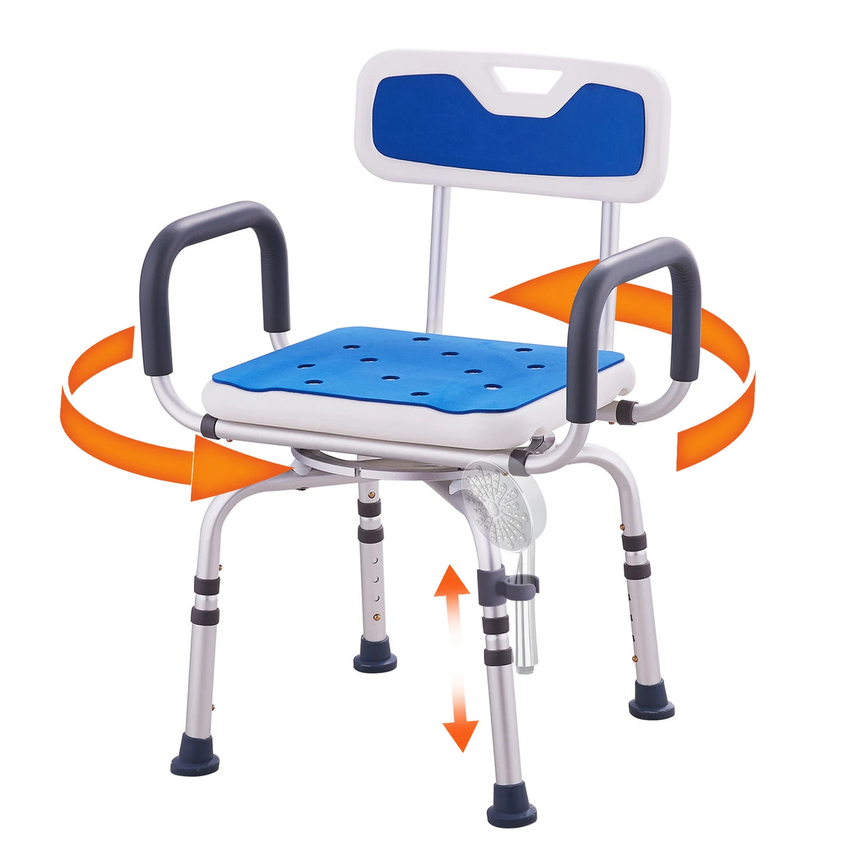 SucceBuy Swivel Shower Chair With Arms, Backrest And Nonslip Seat