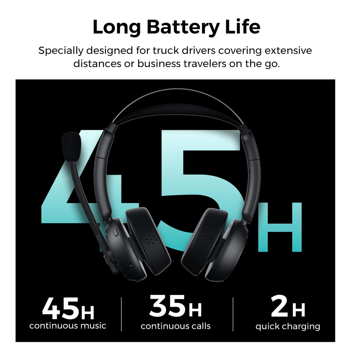 Nuroum Bluetooth 5.3 Wireless Headset With Active Noise Canceling Mic