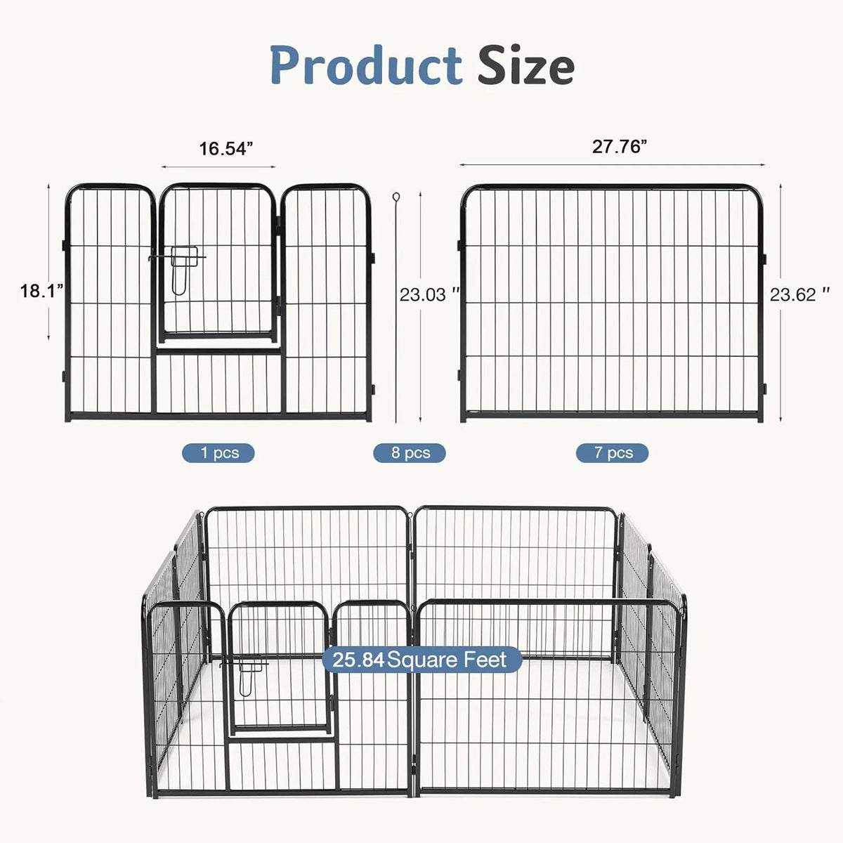 JHK Metal Folding Dog Playpen Portable Pet Exercise Fence