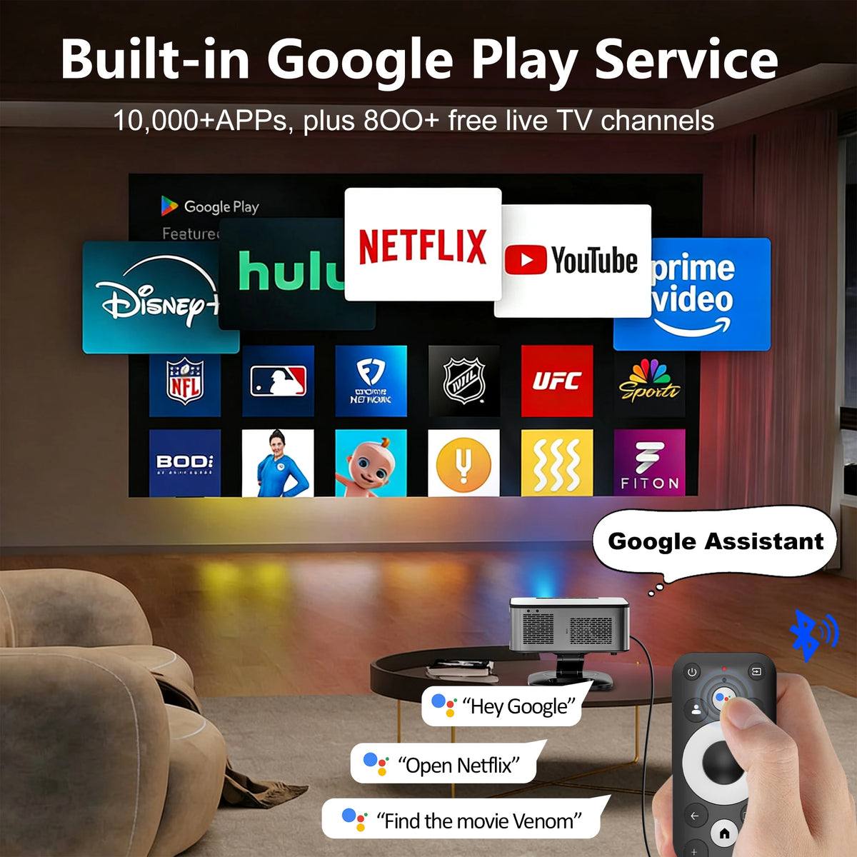HORLAT 4K Android Smart WiFi Portable Home Theater Projector