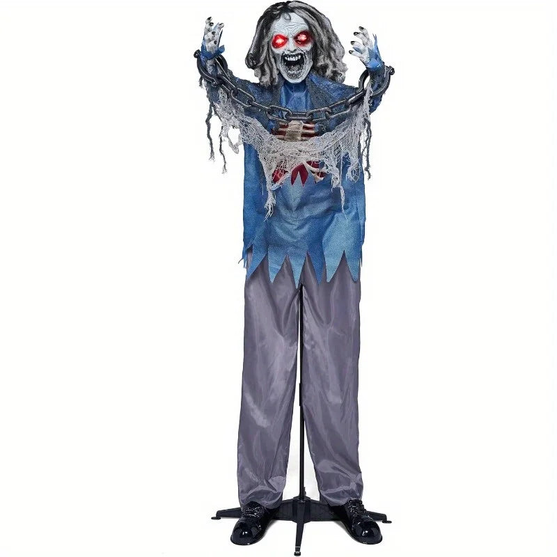 Joyfy Animatronic Standing Zombie Halloween Prop With Light And Sound