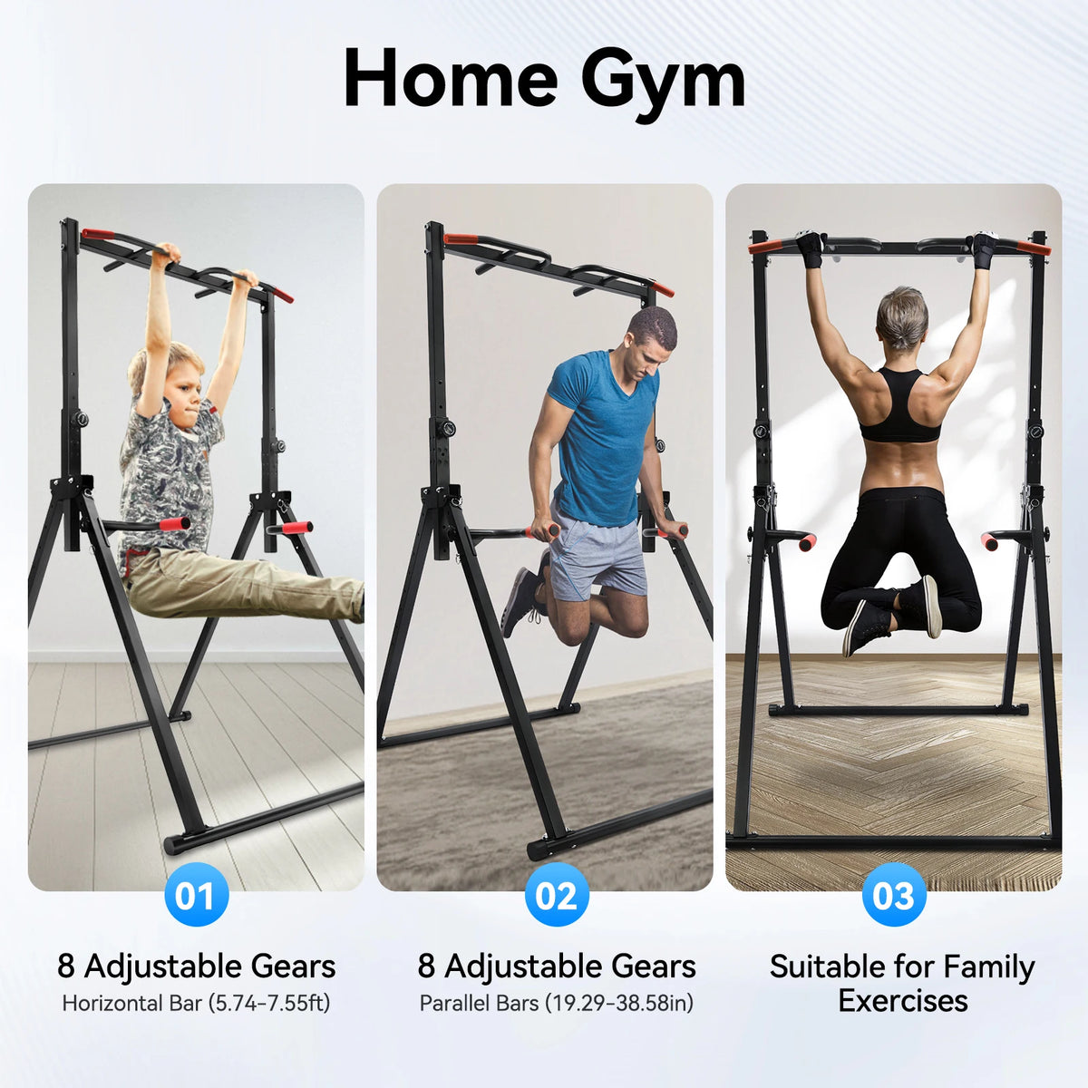 Adjustable Triangular Pull Up Bar With Dip Station For Home