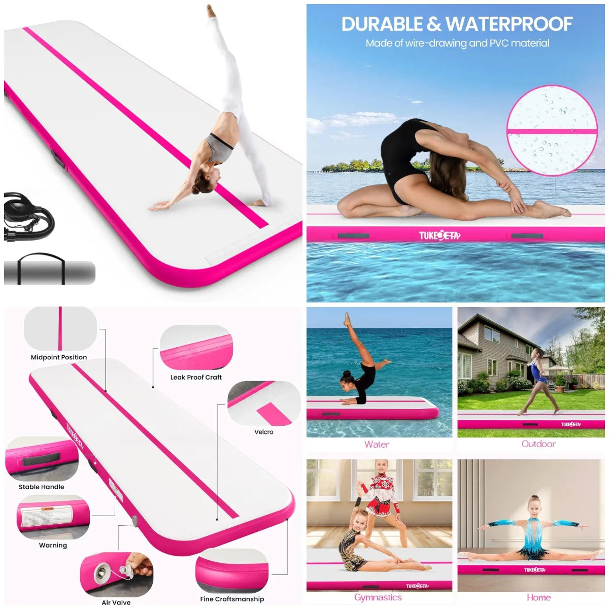 YTYIN Inflatable Gymnastics Mat With Electric Pump For Home
