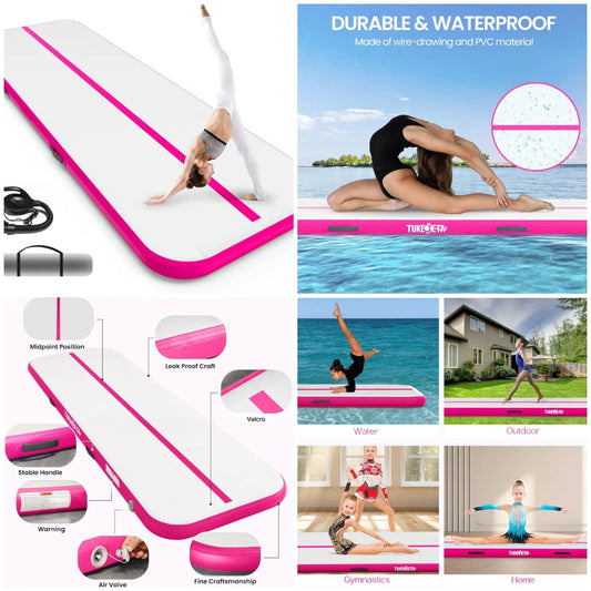 YTYIN Inflatable Gymnastics Mat With Electric Pump For Home