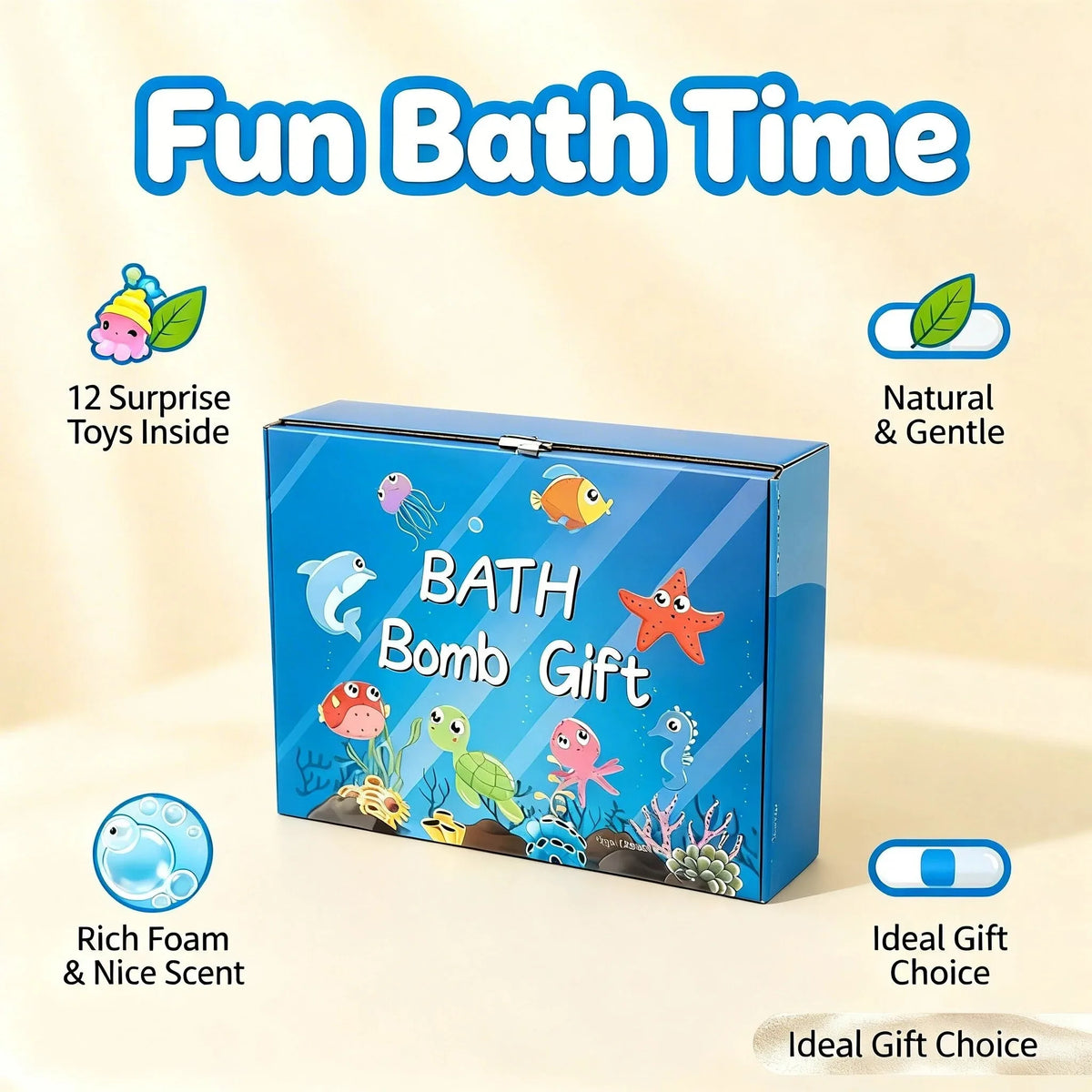 Premium Kids Bath Fizzy Balls With Surprise Toy Gift Set