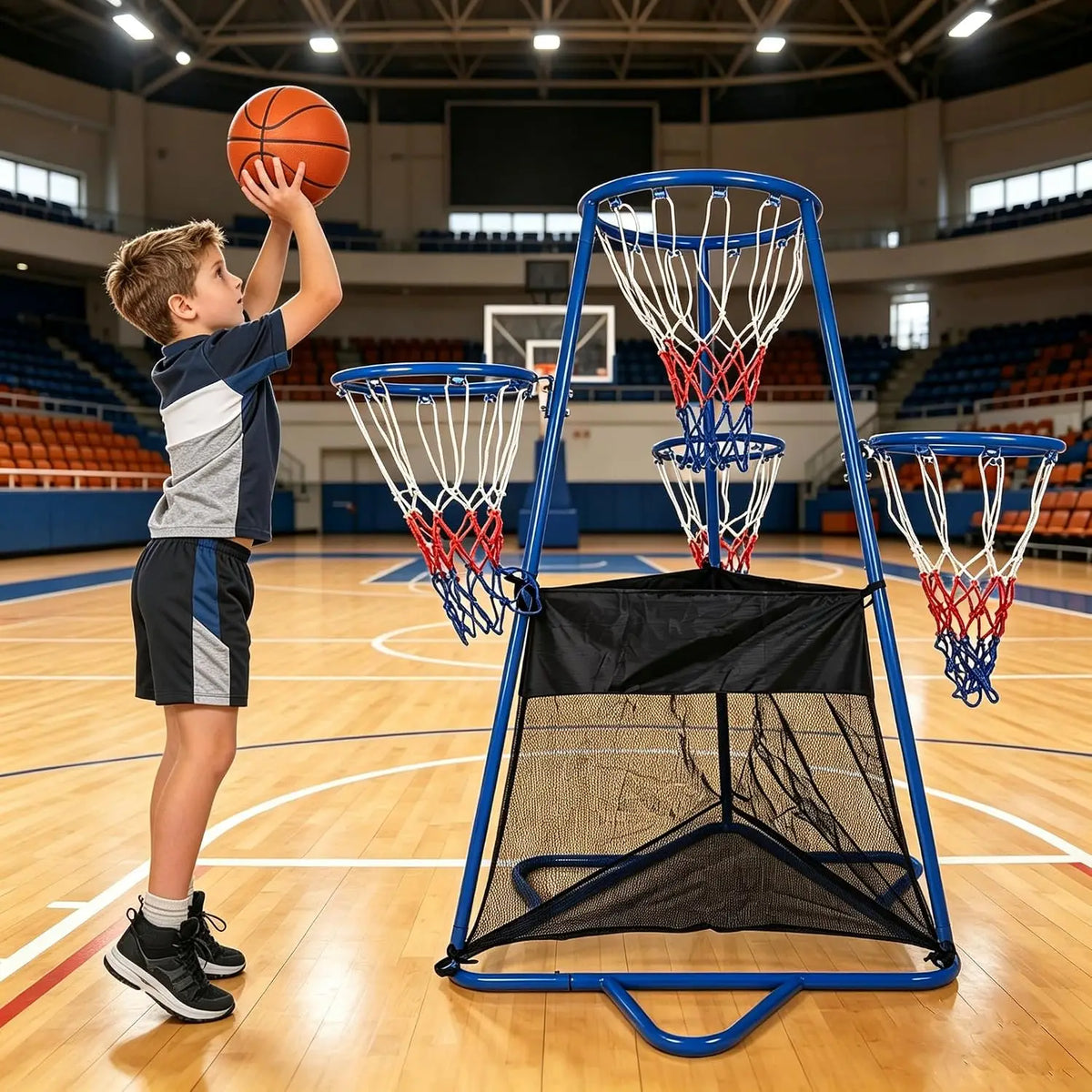 4-Hoop Basketball Set for Ages 3+ – Toddler Indoor/Outdoor Basketball Goal with 4 Balls & Air Pump – Preschool Sports Playset for Backyard, Playground & Home