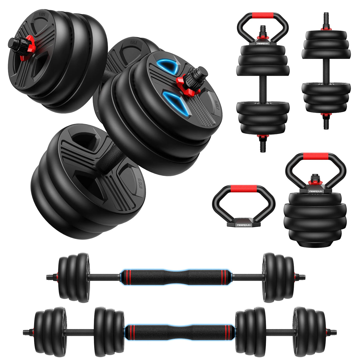 FITPLAM Adjustable 5In1 Dumbbell Set For Strength Training
