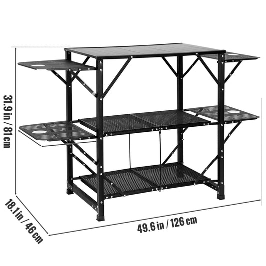 SucceBuy Portable Camping Kitchen Table With Sink For Outdoor Cooking
