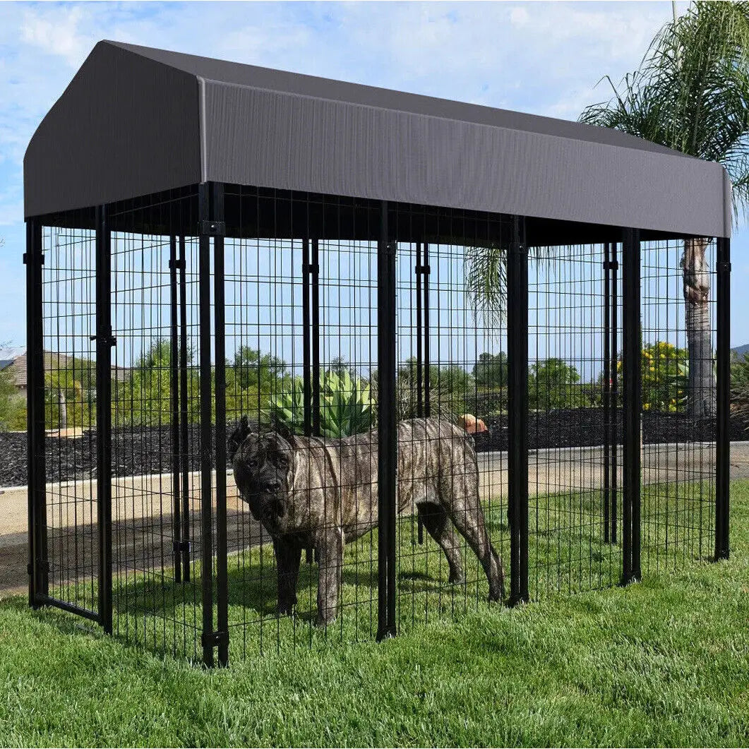 Sturdy Outdoor Iron Dog Cage Pet Run Enclosure With Roof