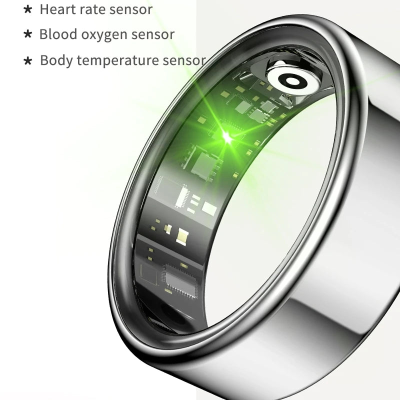 Steel Smart Ring Bluetooth Heart Rate Blood Pressure Monitor