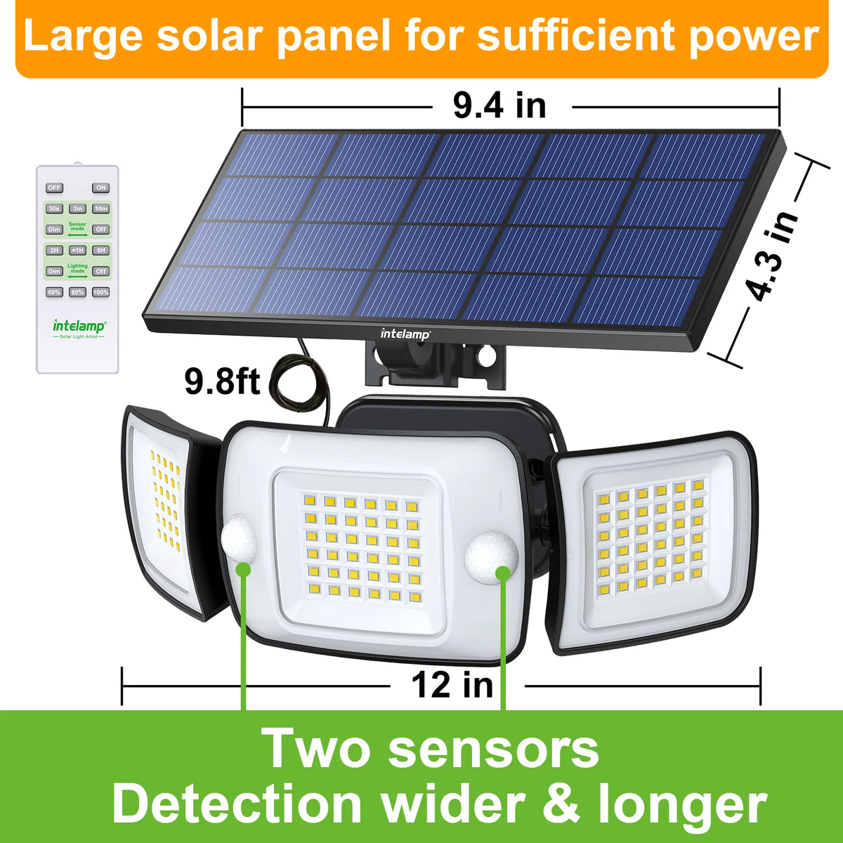 Intelamp Outdoor Solar Led Wall Light With Dual Motion Sensor
