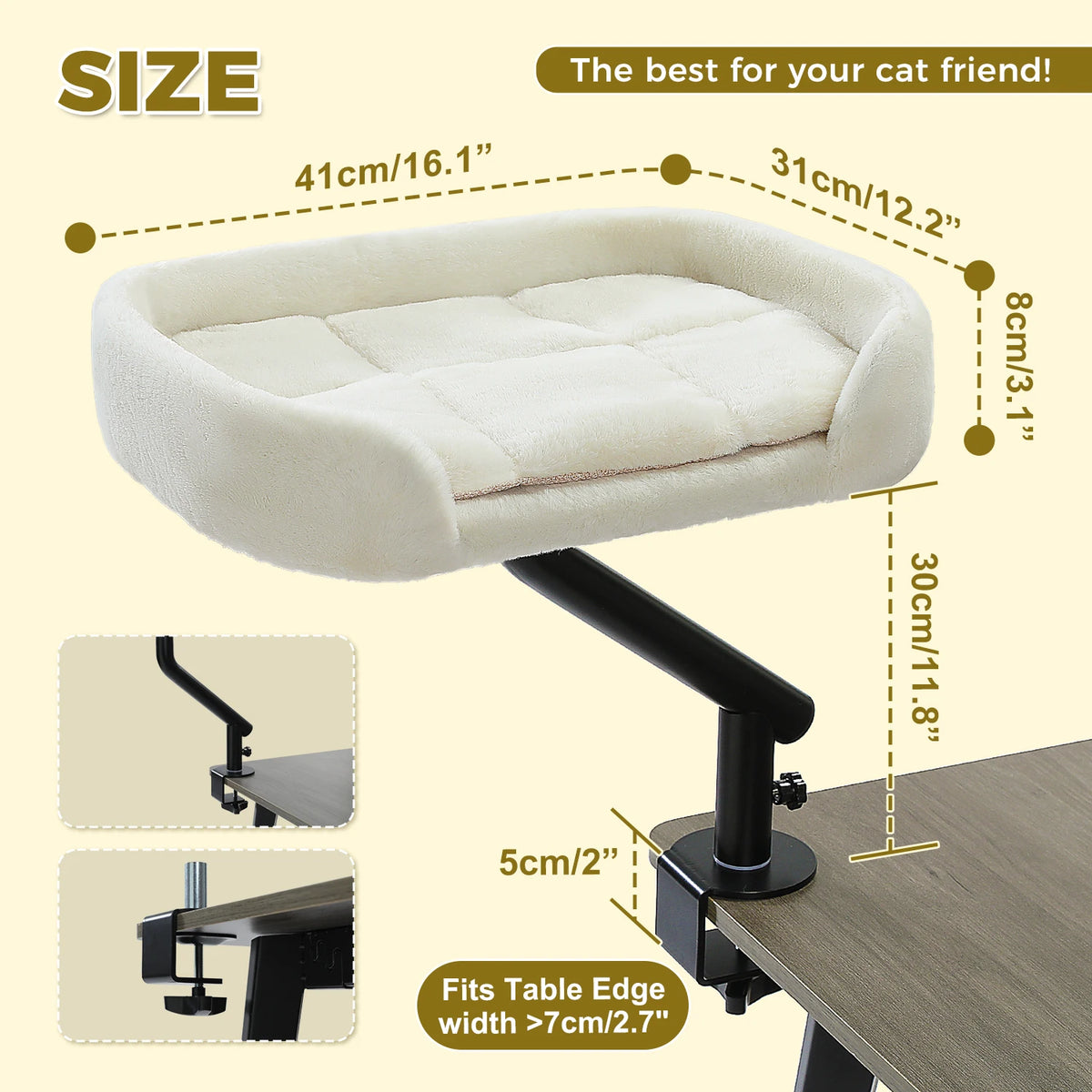 PAWZ Road Cat Desk Bed Adjustable Rotatable Plush Hammock