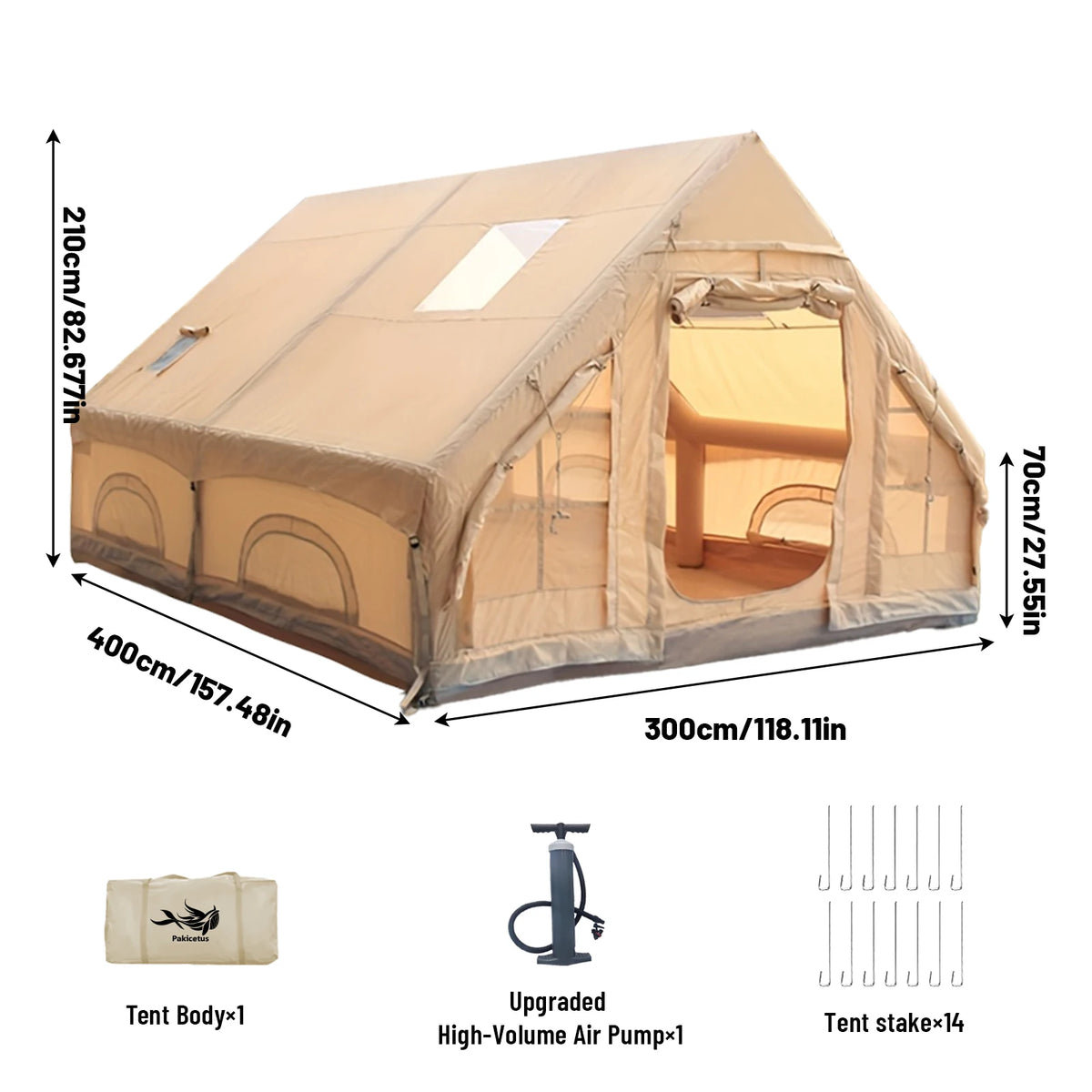Luxury Inflatable Camping Tent Skylight Air Pump Quick Setup Nylon