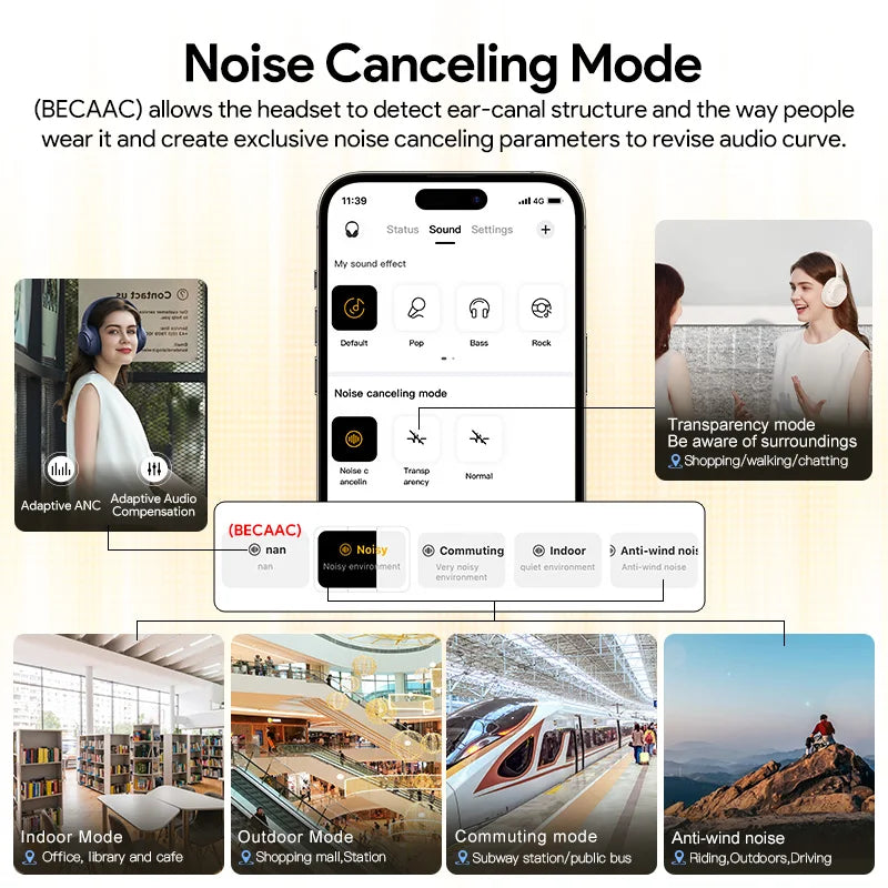 QCY H3 ANC Wireless Headphones With Hybrid Noise Cancellation