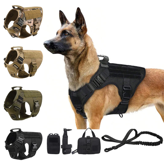 Petravel Tactical Dog Harness With Molle Pouches And Quick Release