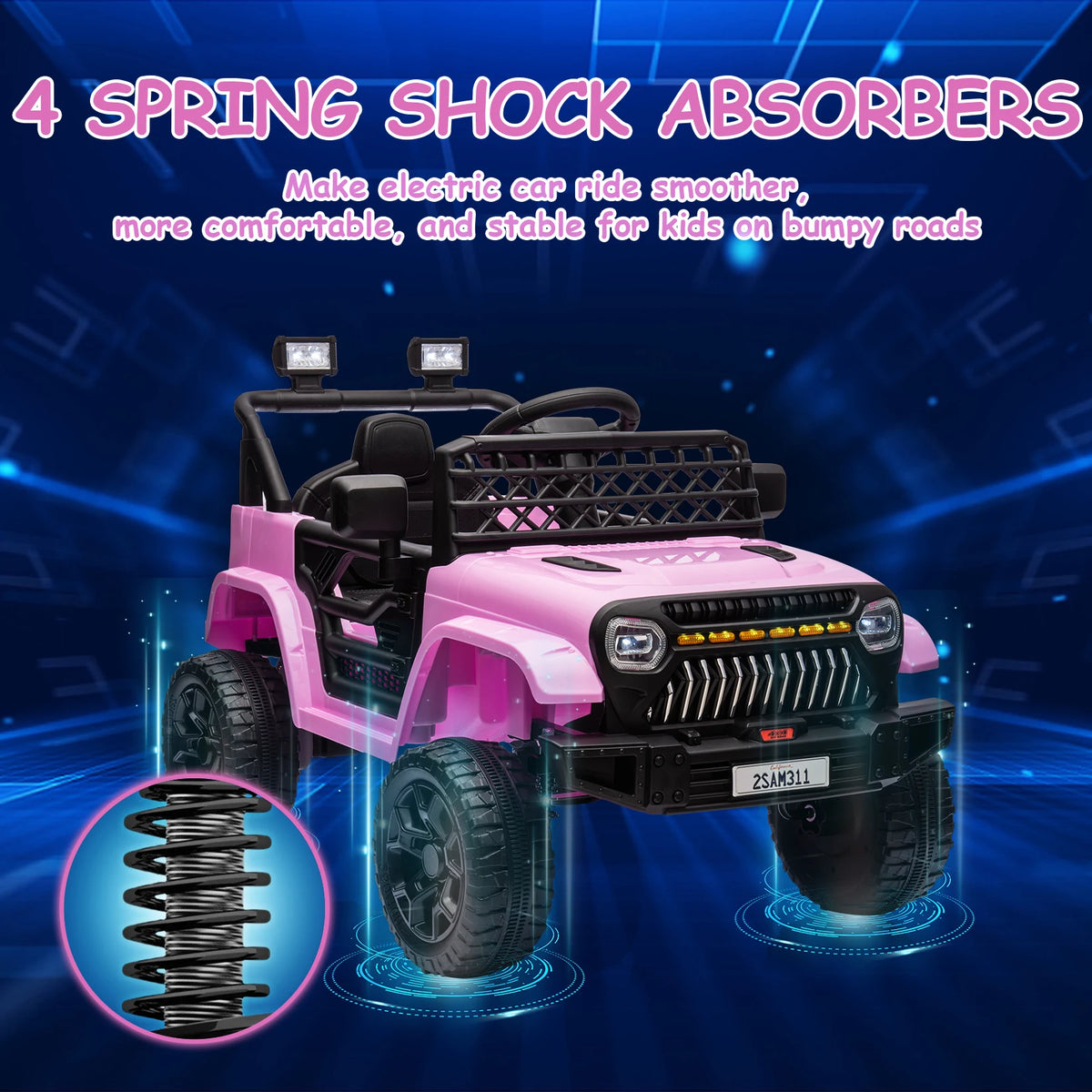 HiMiss Kids Electric Ride On Truck With Remote Control Speakers