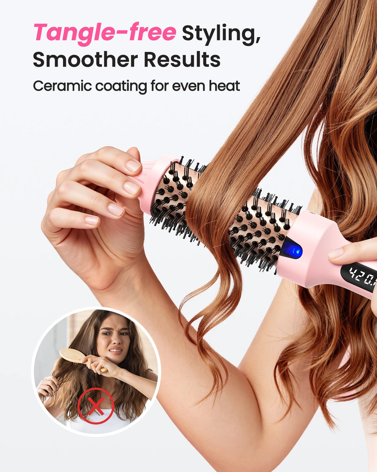Bopcal Heated Curling Iron Brush Anti Scald Hair Styler