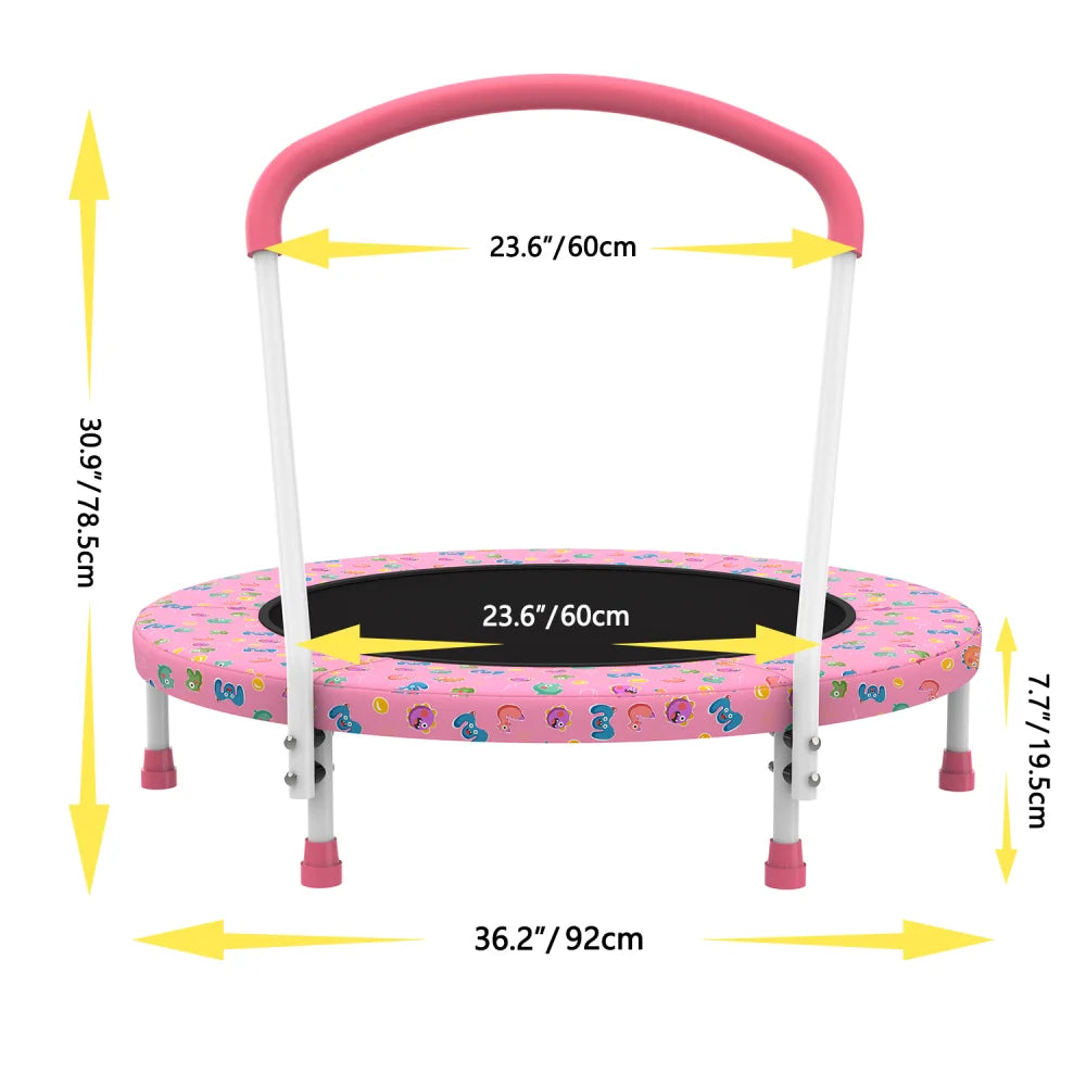36 - inch Mini Trampoline for Kids Aged 1 - 6, Indoor & Outdoor Use, with Handle, Fun for Kids