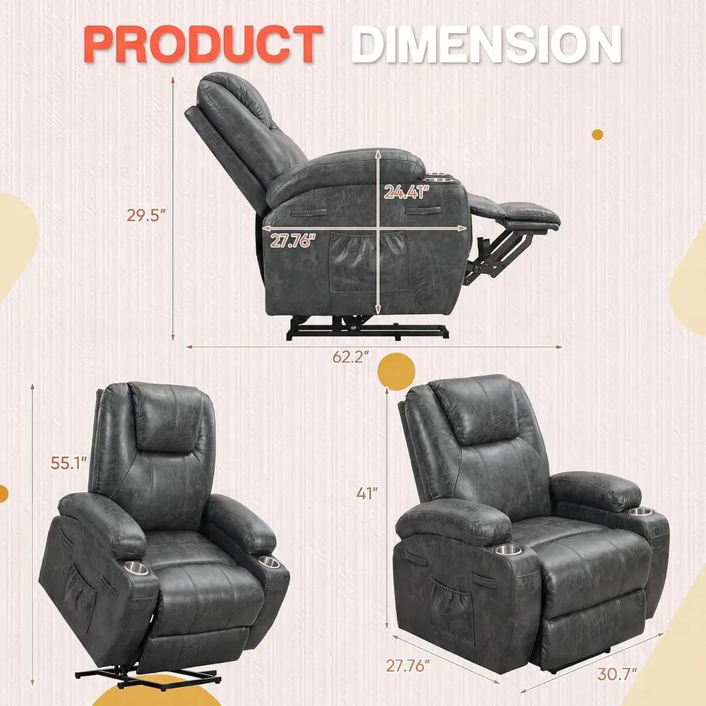 Adjustable Recliner Chair With Massage And Cup Holders