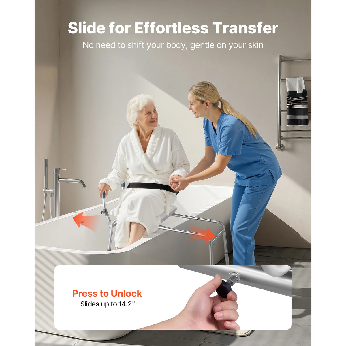 SucceBuy Height Adjustable Shower Bench With Armrests And Backrest