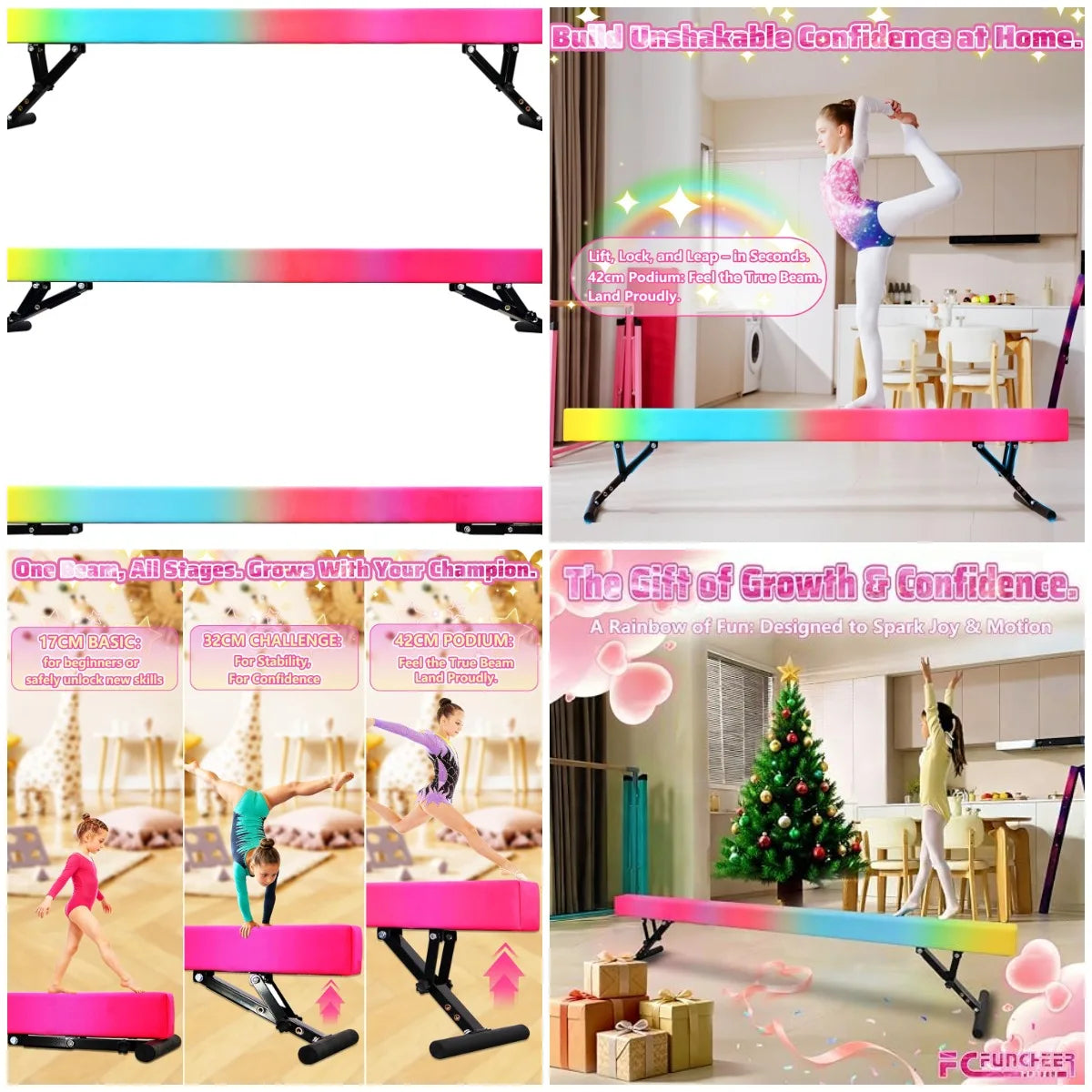Ytyin Adjustable Kids Gymnastics Floor Balance Beam Training Equipment