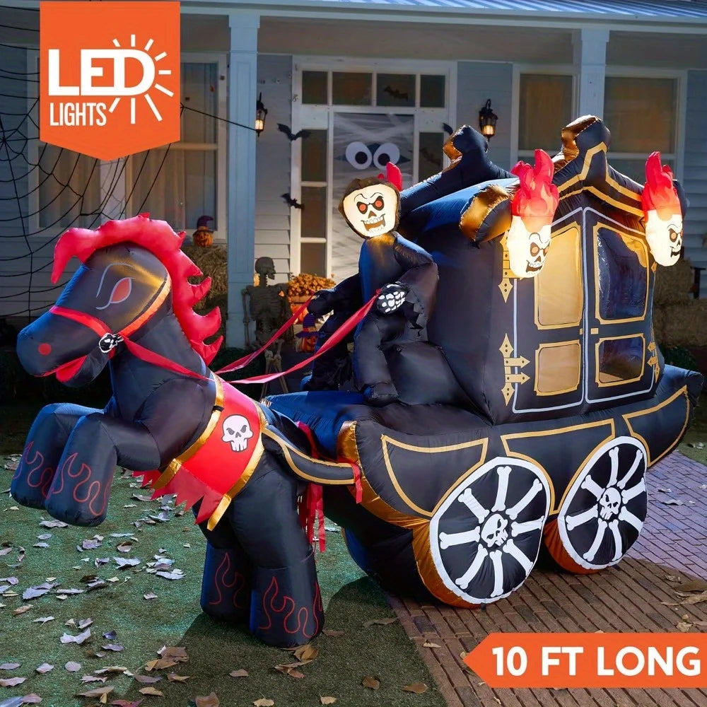 Joyfy Halloween Inflatable Carriage With Led Lights For Yard