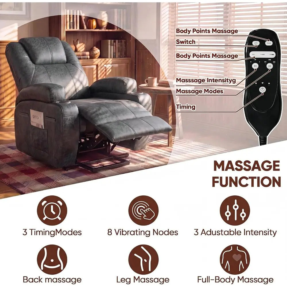 Adjustable Recliner Chair With Massage And Cup Holders