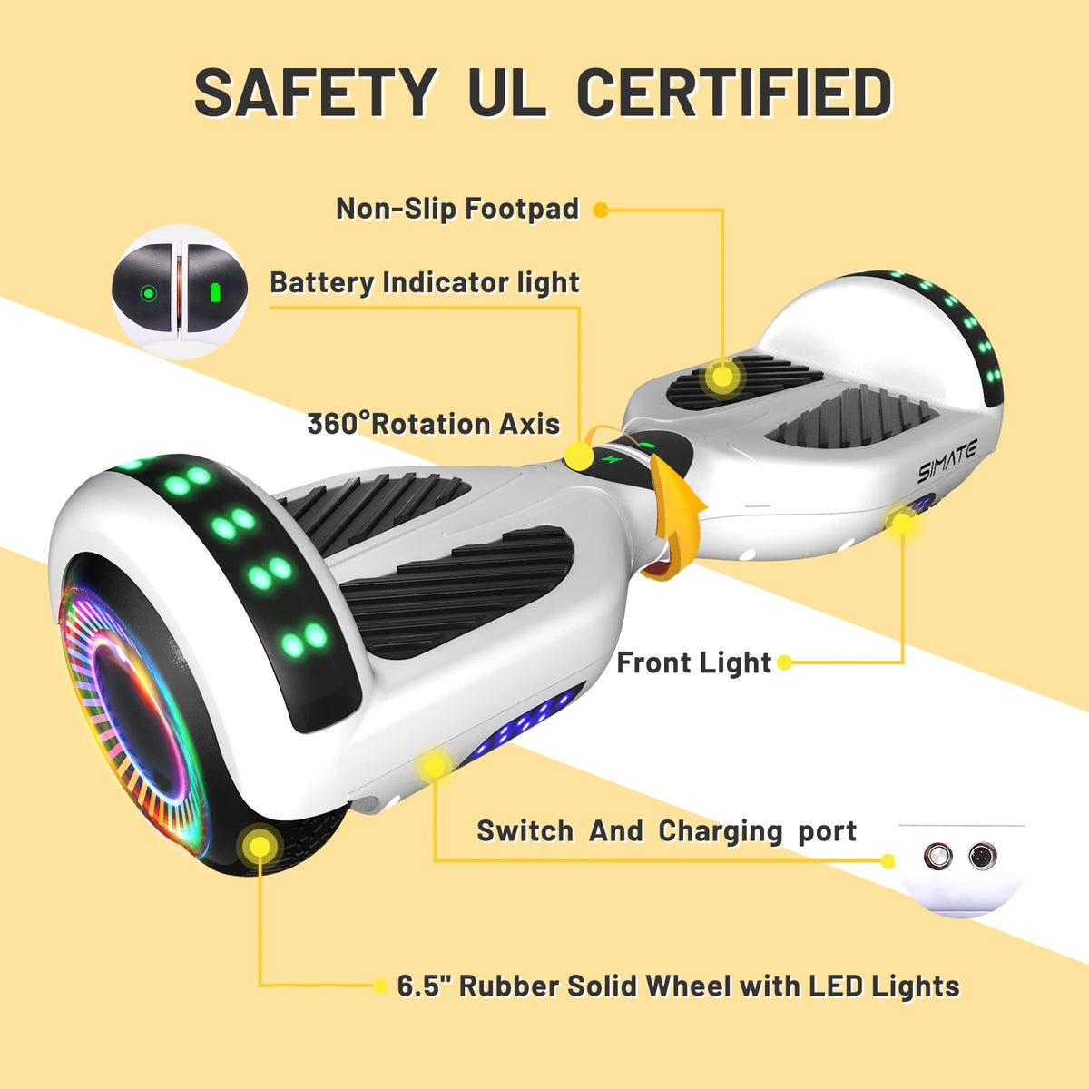 Self Balancing Bluetooth Hoverboard With App Control And LED Lights
