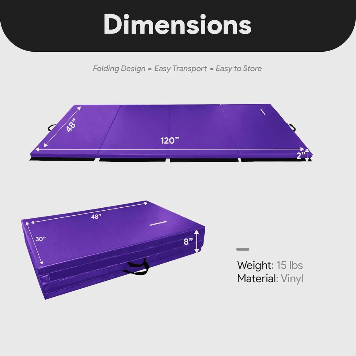 YTYIN Four Panel Folding Gymnastics Mat With Carrying Handles